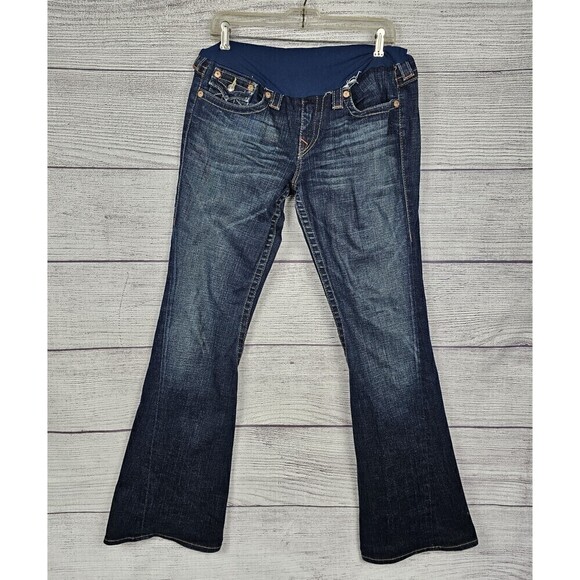 True Religion A Pea In The Pod Boot Cut High Belly Band Maternity Jeans Size 31 - Picture 1 of 9